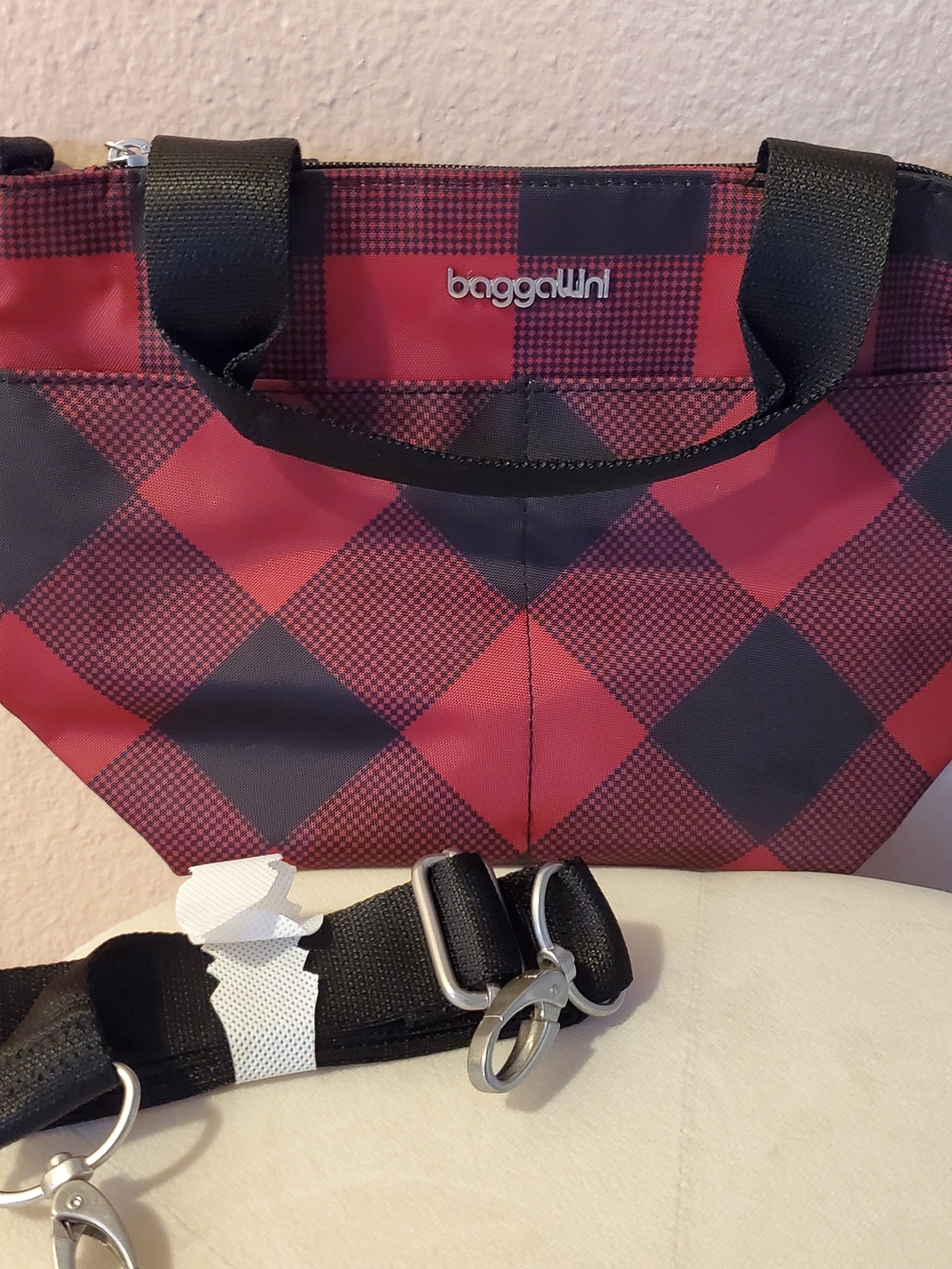 Baggallini Red Plaid Tote Bag